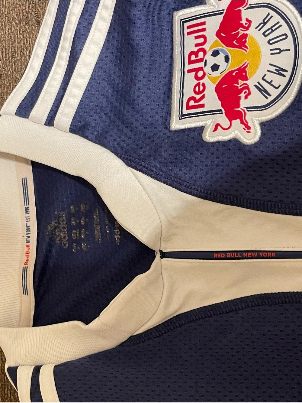 adidas Navy New York Red Bulls Home Soccer Jersey 2012 with Red Bull Logo
